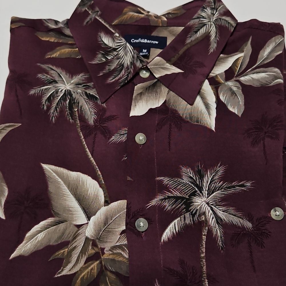 Croft & Barrow Men's Short Sleeve Palm Tree Tropical Beachy Size M Shirt #1028